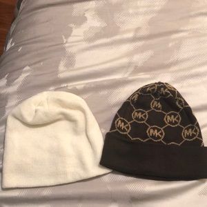 Michael Kors Beanie and White Soft Beanie Bundle
